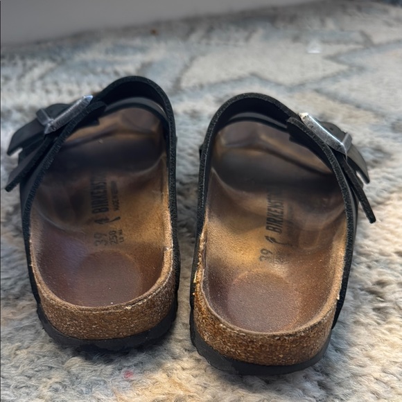 Birkenstock Arizona Black Oiled Leather Double Strap Sandals EU39 Original $135 - Picture 2 of 10